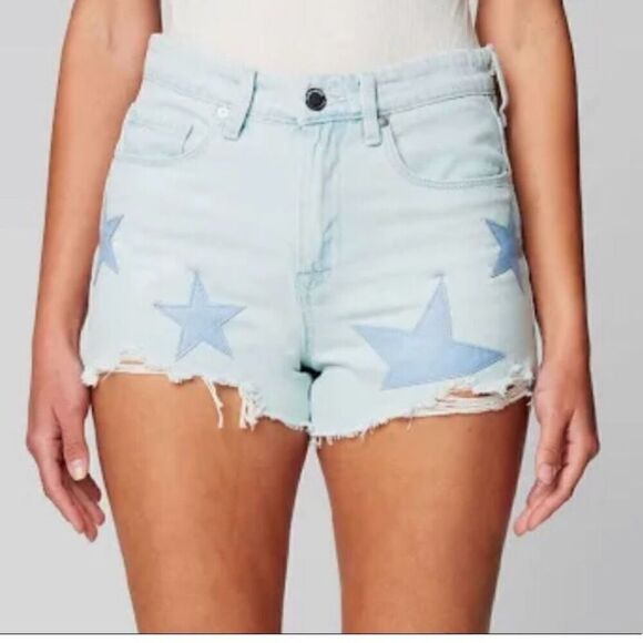 Blank NYC The Barrow Vintage High Rise Short size 27 light wash star shirts cut - Picture 1 of 12